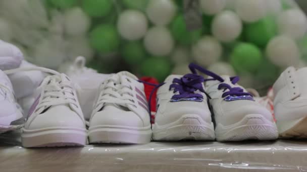 Sneakers In The Store — Stock Video