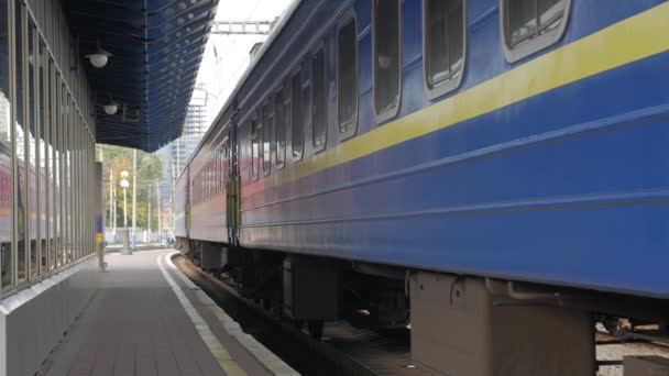 Trein staan op treinstation — Stockvideo