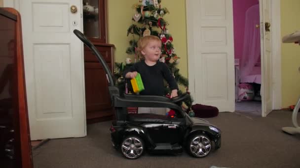 Toddler And Electric Car — Stok video