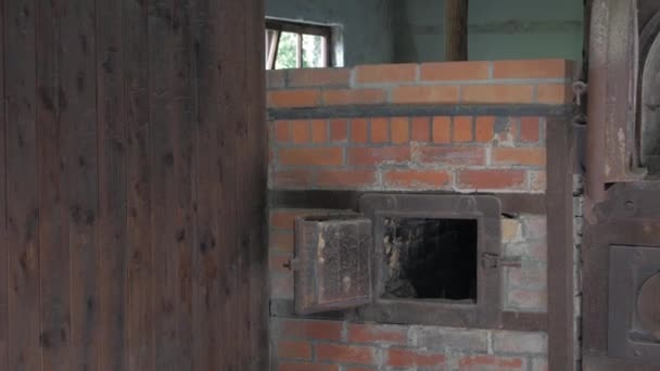 Close up Of Old Cremation Furnace — стоковое видео