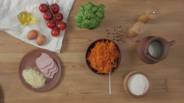 Warzywa na blat stołu — Wideo stockowe