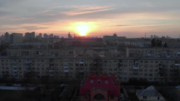 Orange Sonnenuntergang Stadtpanorama — Stockvideo