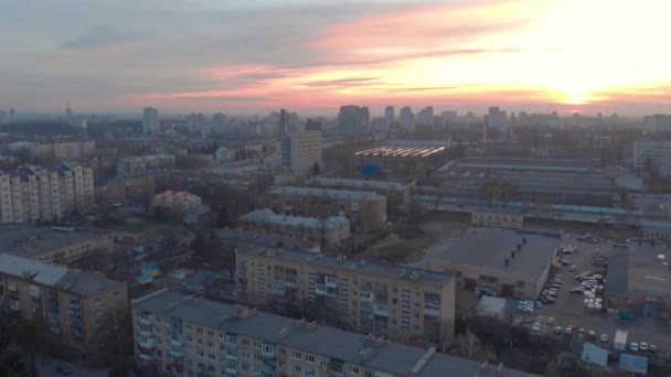 Old Residential Buildings Sunset — Stock Video