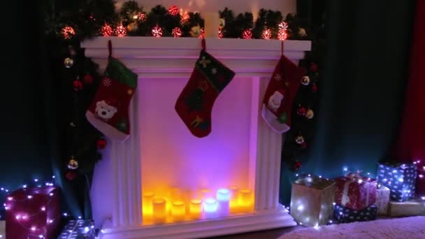 Night Christmas Stockings — Stock Video