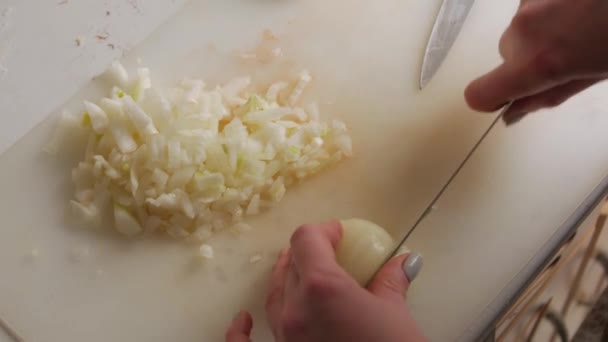Corte en rodajas de cebolla — Vídeos de Stock