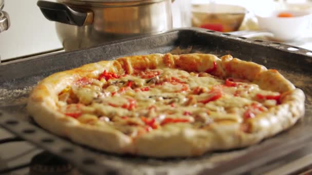 Cocina casera de pizza — Vídeos de Stock