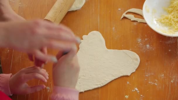 Cuts Out Heart Shape Of Dough — Stock Video