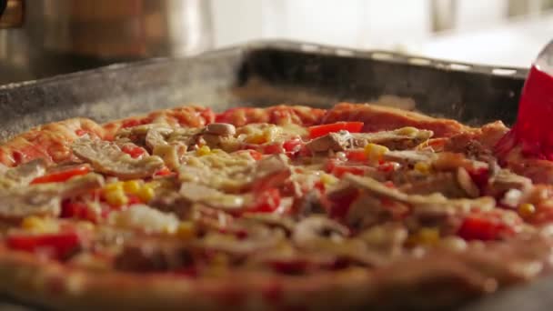 Homemade Hot Pizza — Stock Video