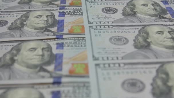 Franklin on 100 Dollars Bills — Stock Video