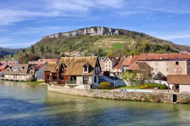 Loue River and Roche du Mont in Ornans