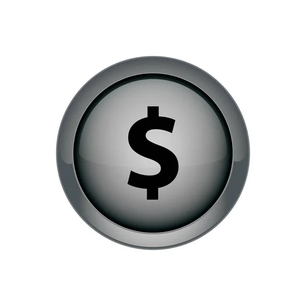 Tlačítko dolar šedá — Stockový vektor