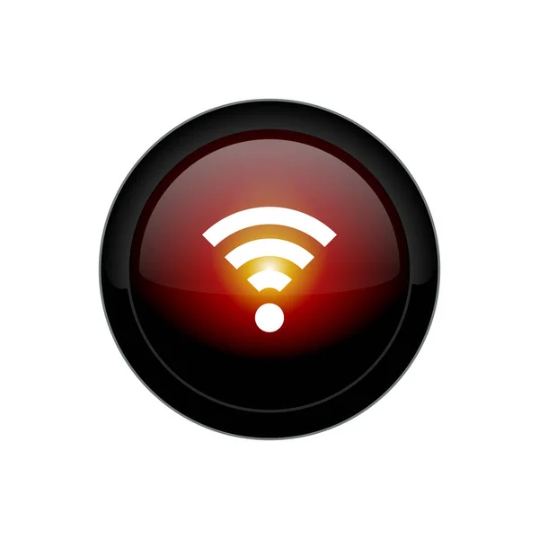 Botón redondo negro con el signo del Wi Fi — Archivo Imágenes Vectoriales