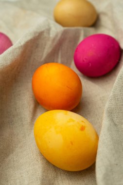 Seçici odaklanma. Boyalı tavuk yumurtası.