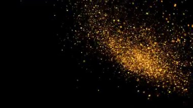 güzel animasyon çok renkli uçan titreşen parçacıkların bir siyah arka plan üzerinde dağınık