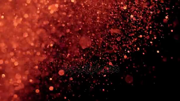Smuk Animation Flerfarvede Flyvende Flimrende Partikler Spredt Sort Baggrund – Stock-video