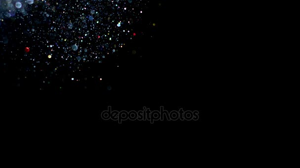 Beautiful Animation Multi Colored Flying Flickering Particles Scattered Black Background — Stock Video