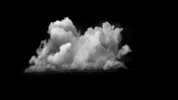 Hermosa Animación Nubes Digitales Canal Alfa Fondo Negro — Vídeo de stock