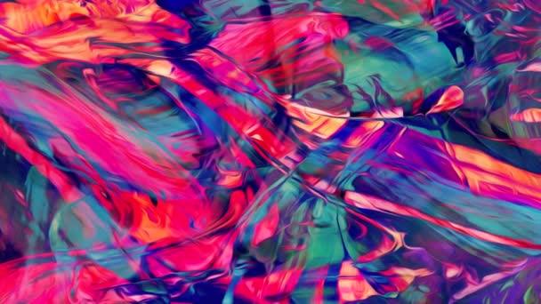 Beautiful Animation Abstraction Multi Colored Paints Water Flow Shimmer Movement — Stock Video