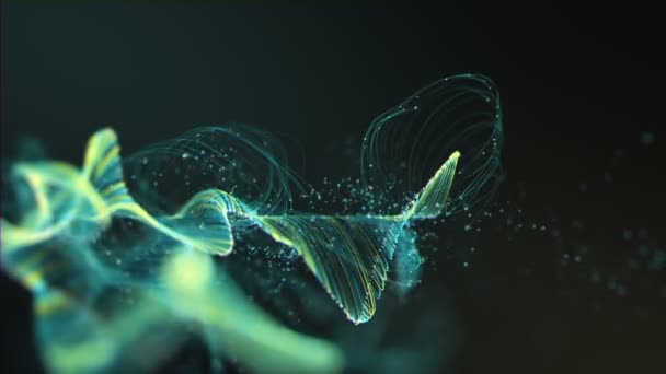 배경에 색깔의 입자를 비행하는 아름다운 애니메이션 — 비디오