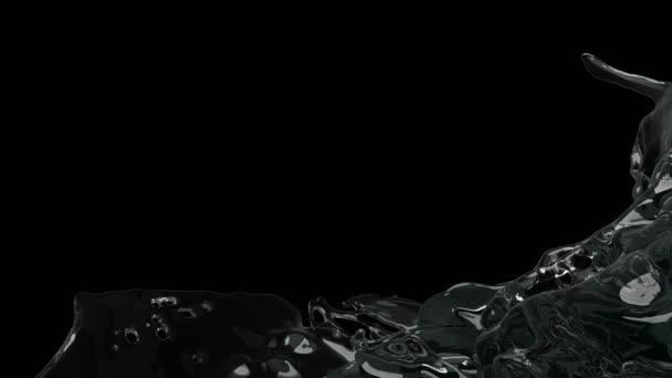 Kristalheldere Water Splash Animatie Zwarte Achtergrond — Stockvideo