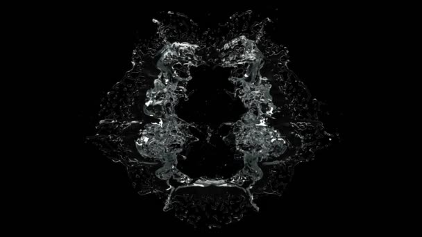 水晶清澈水花动画在黑色背景上 — 图库视频影像