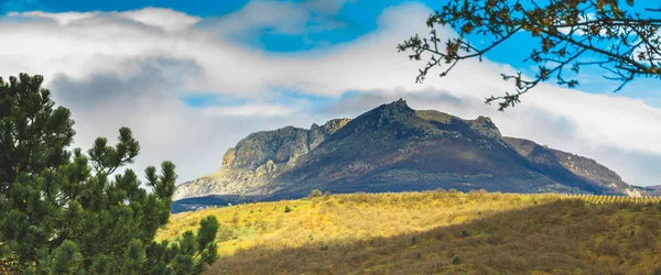 Bela montanha da Crimeia e floresta ensolarada paisagem de verão . — Fotografia de Stock