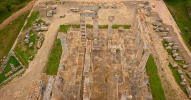 Havadan görünümü, antik tapınak, Afea Aphaia Aegina Adası