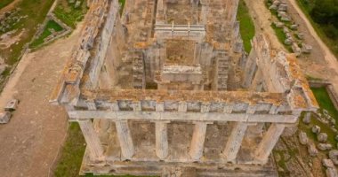 Havadan görünümü, antik tapınak, Afea Aphaia Aegina Adası