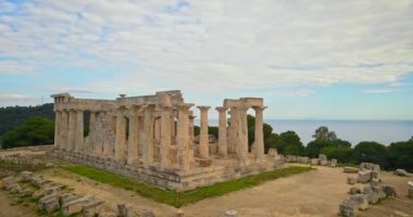 Havadan görünümü, antik tapınak, Afea Aphaia Aegina Adası