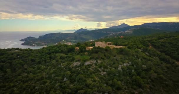 Vista Aérea Antigo Templo Afea Afaia Ilha Aegina — Vídeo de Stock