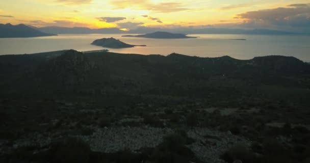 Vue Aérienne Île Egine Grèce Beau Coucher Soleil — Video