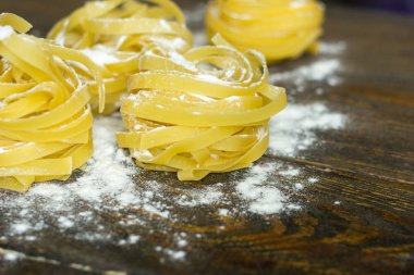 makarna tagliatelle mantarlı un tablo, clous-up