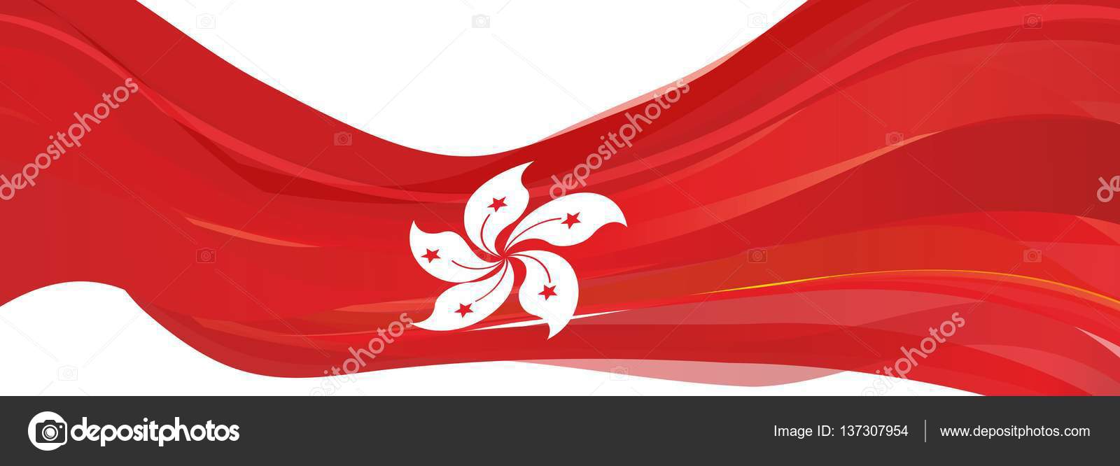 Drapeau Rouge Avec Une Fleur Blanche De La Ville Chinoise De