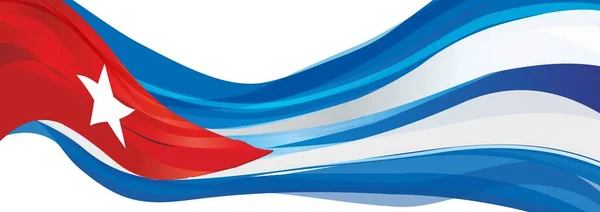blue white with a red triangle and a five-pointed star Flag of the Republic of Cuba