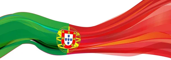 green red flag with the emblem of the Republic of Portugal