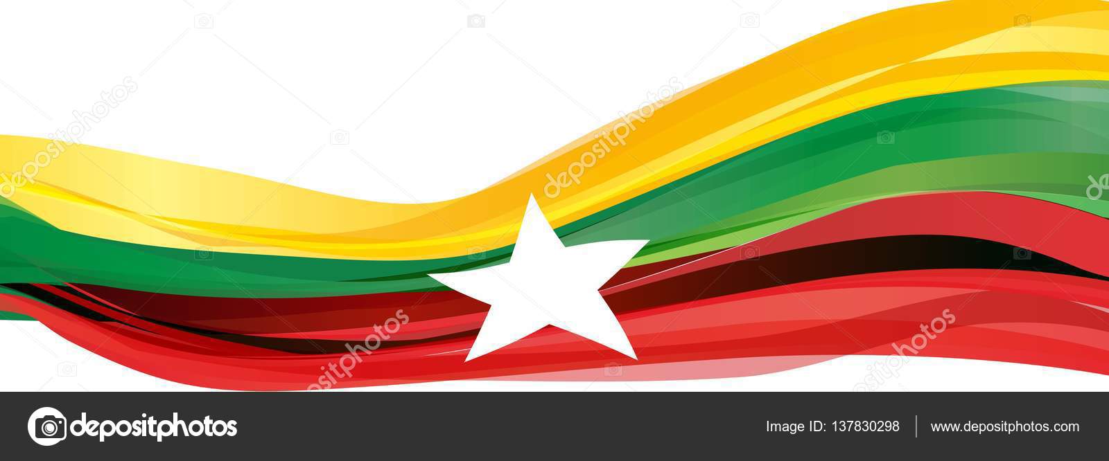 Vert Jaune Rouge Avec Un Drapeau Blanc Détoile Cinq