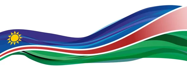 blue red green with white stripes and yellow sun Flag of the Republic of Namibia