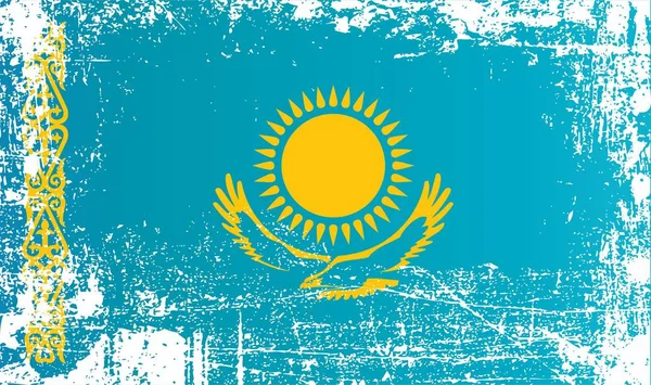 Flag of Kazakhstan, Kazakh flag. Wrinkled dirty spots. Can be used for design, stickers, souvenirs