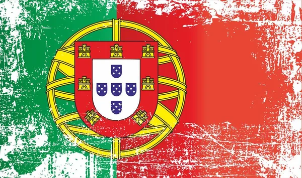 Flag of Portugal, Portuguese Republic. Wrinkled dirty spots. Can be used for design, stickers, souvenirs