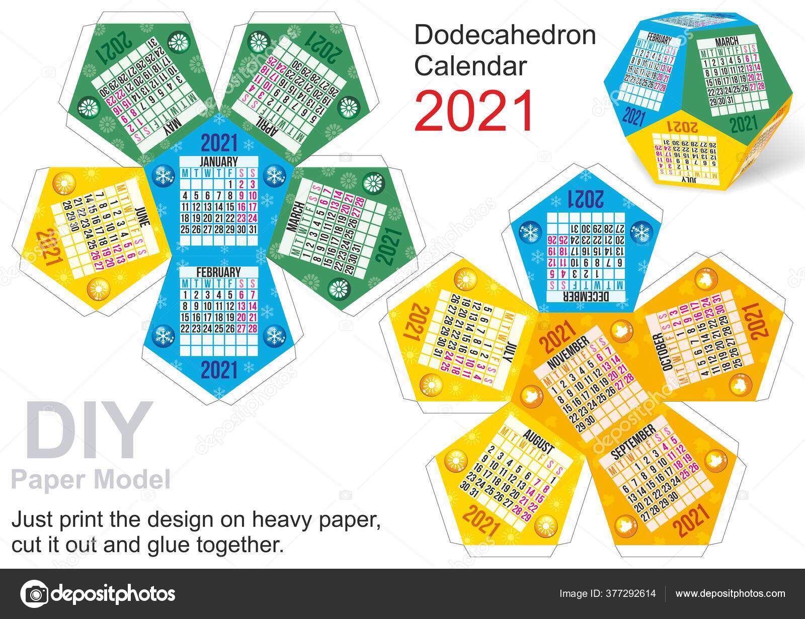 Calendario 2021 Calendario Dodecaedro Semana Comienza Lunes Dias Fin Semana Vector De Stock C Salivit 377292614 calendario electrico 2021