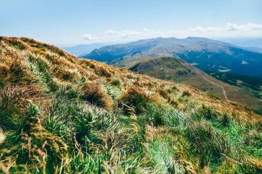 Yeşil dağlar gökyüzü altında