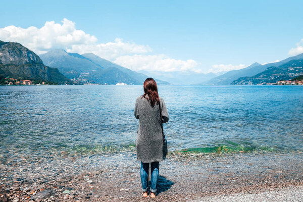 Woman relaxing on Como Lake
