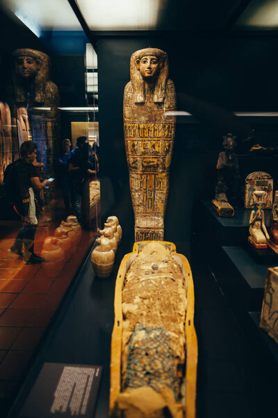 Egyptian mummy and sarcophagus