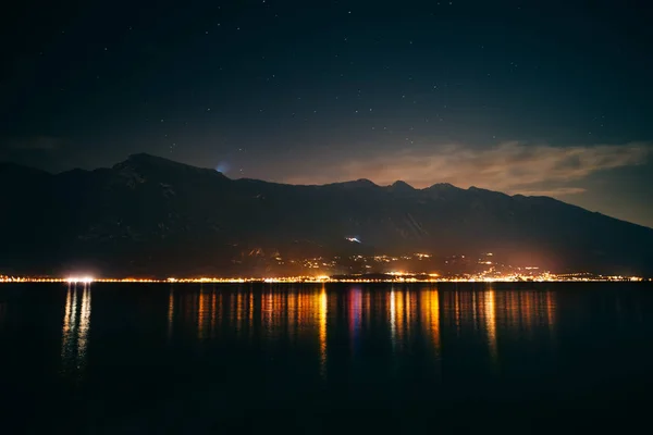 Illuminated town Limone sul Garda — Stock Photo, Image