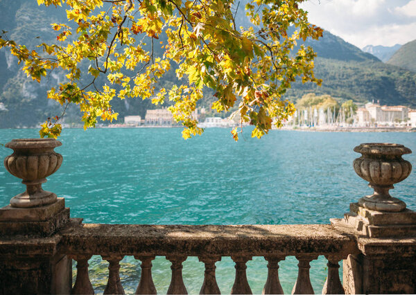 Scenic landscape of beautiful lake in Italy