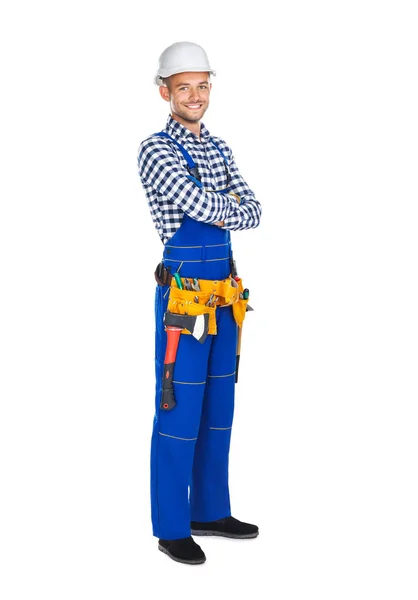 Smiling construction worker with crossed arms — Stock Photo, Image