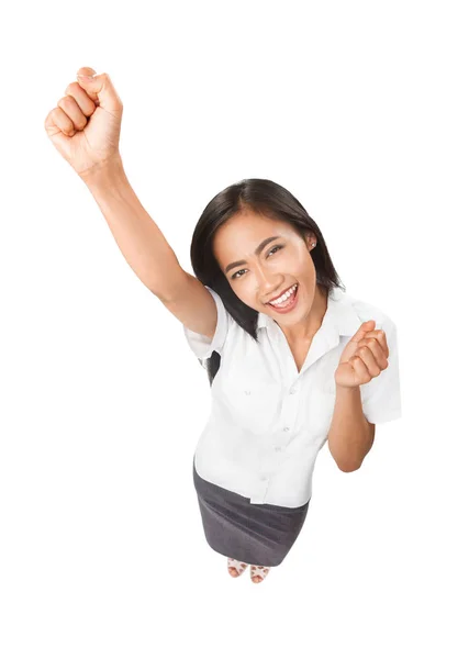 Triumphant Asian young woman — Stock Photo, Image