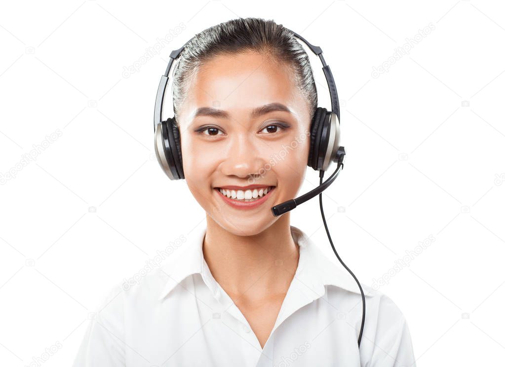 Asian business woman with headset 