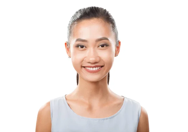 Sorrindo asiático mulher closeup retrato — Fotografia de Stock