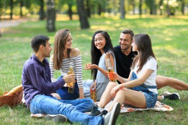 Neşeli insanlar bira içmek 